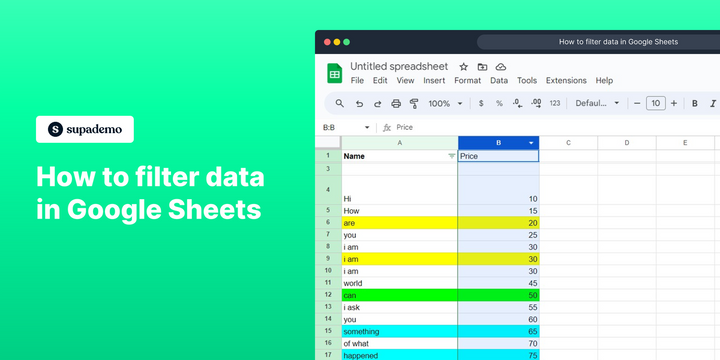 How to filter data in Google Sheets