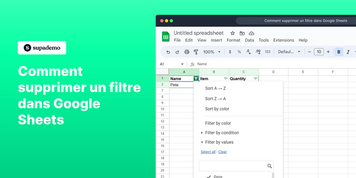 Comment supprimer un filtre dans Google Sheets