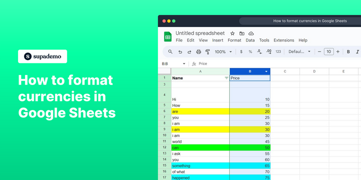 How to format currencies in Google Sheets