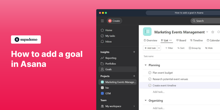 How to add a goal in Asana