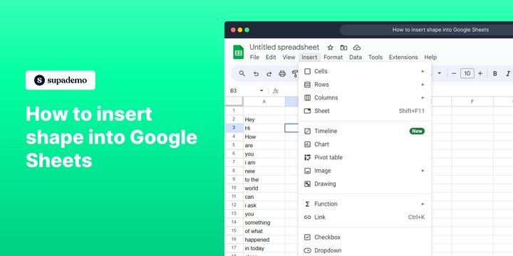 How to insert shape into Google Sheets