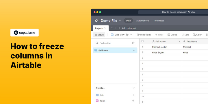 How to freeze columns in Airtable