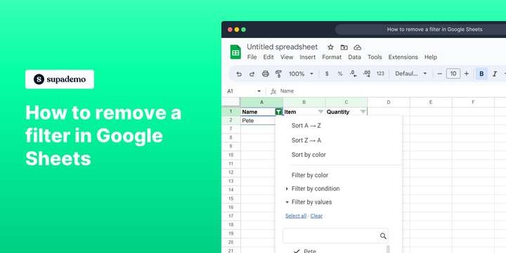 How to remove a filter in Google Sheets