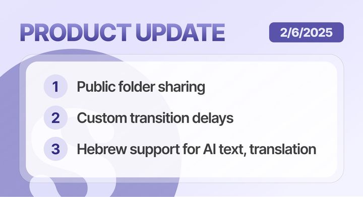 Public Folder Sharing and Custom Transition Delays